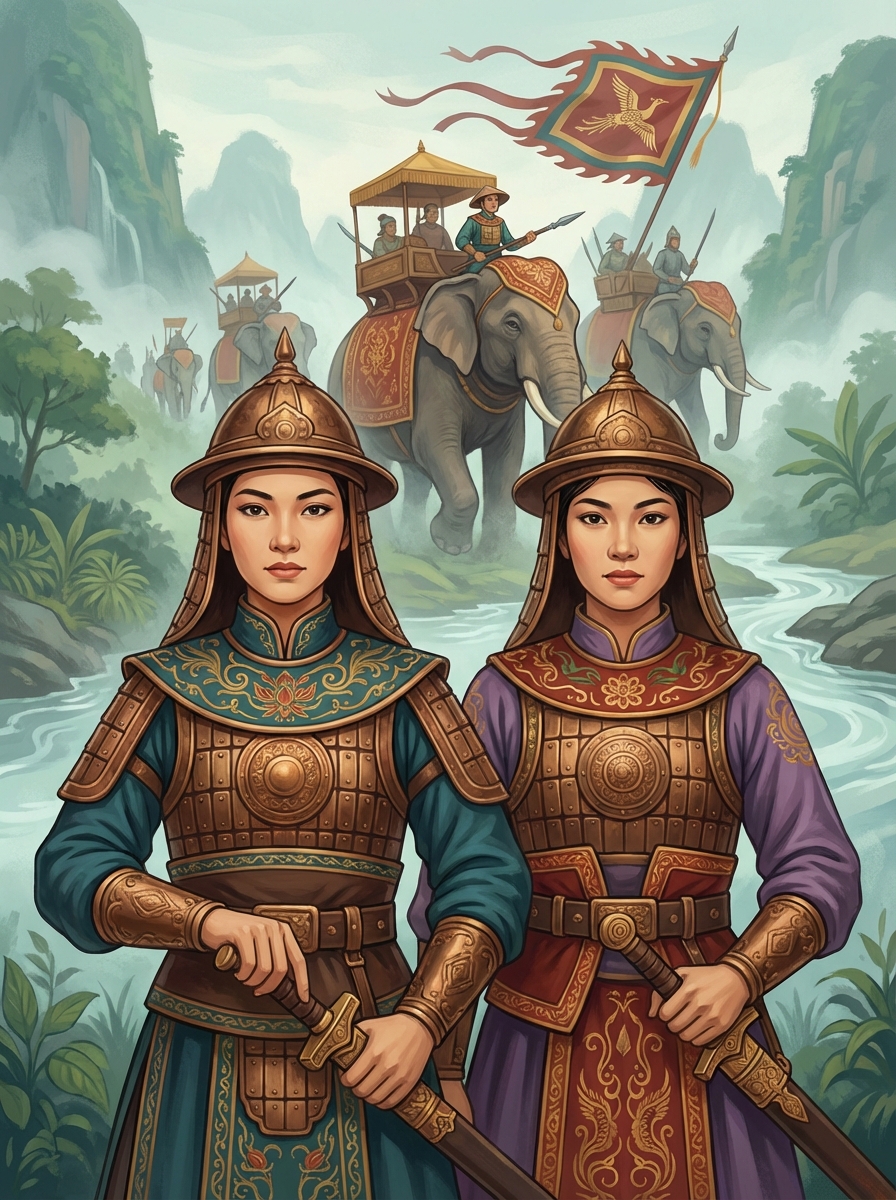 Portrait of Trưng Sisters, Vietnamese Warrior Queens