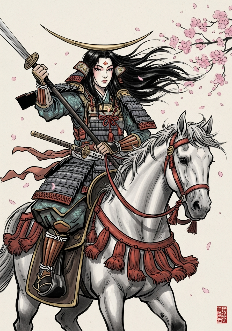 Portrait of Tomoe Gozen, Female Samurai