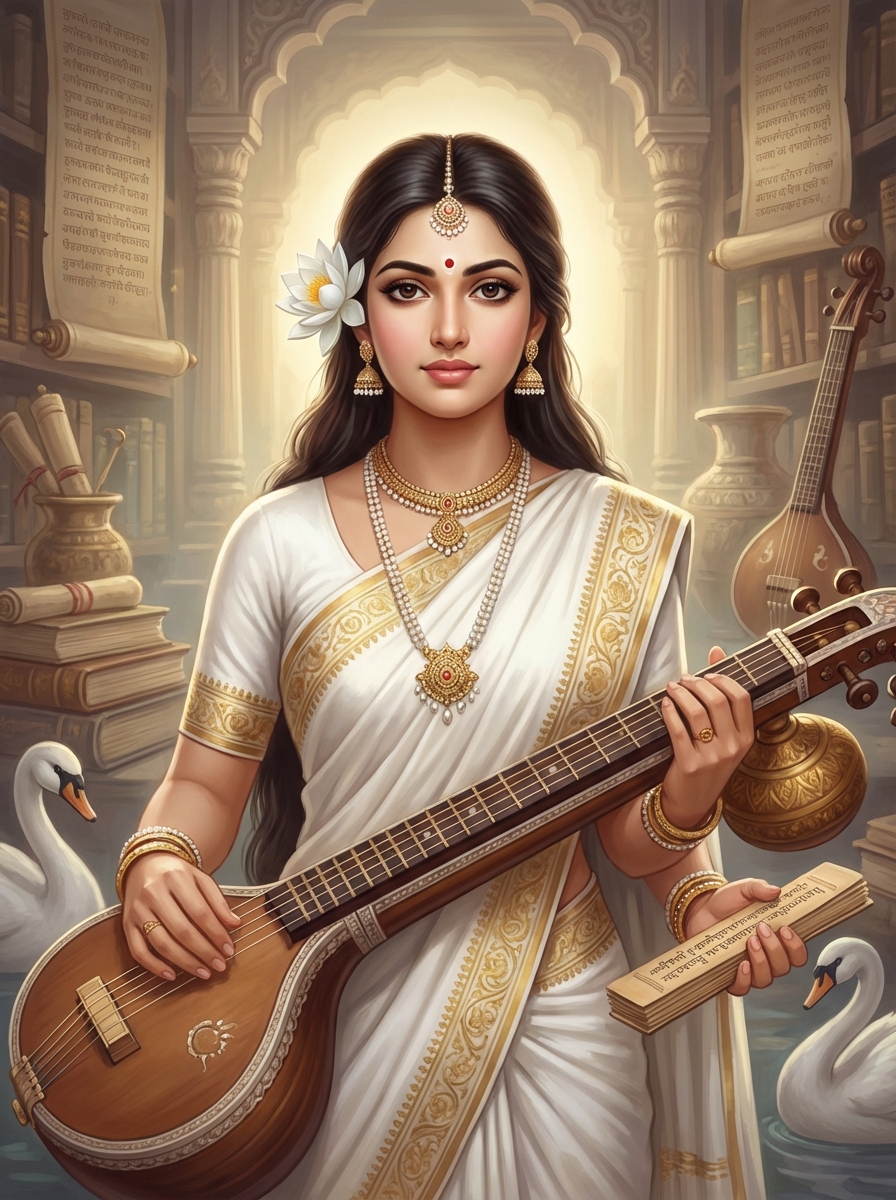 Portrait of Saraswati, Goddess of Arts