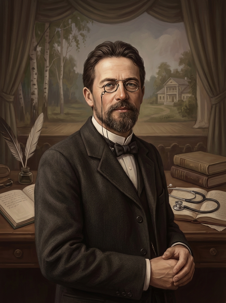 Portrait of Anton Chekhov, Russian Playwright