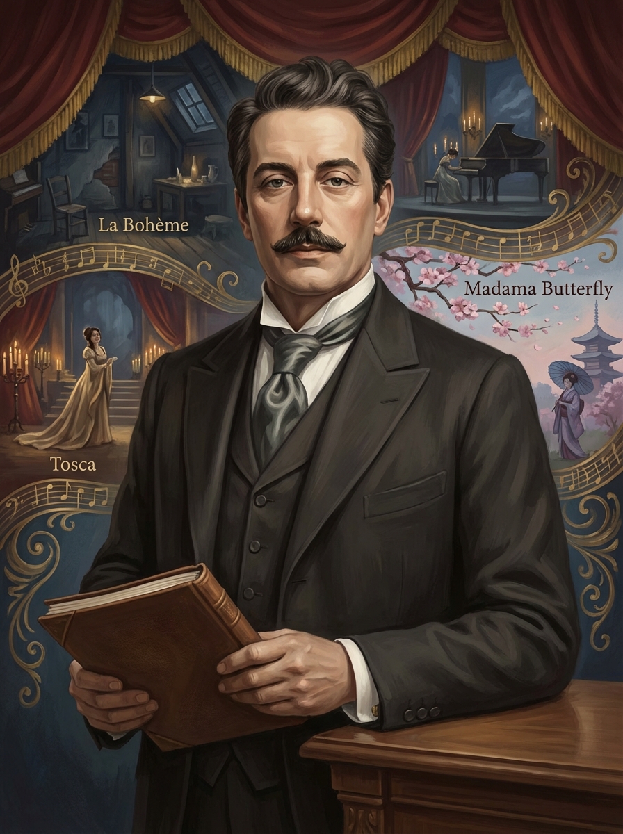 Portrait of Giacomo Puccini, Opera Composer