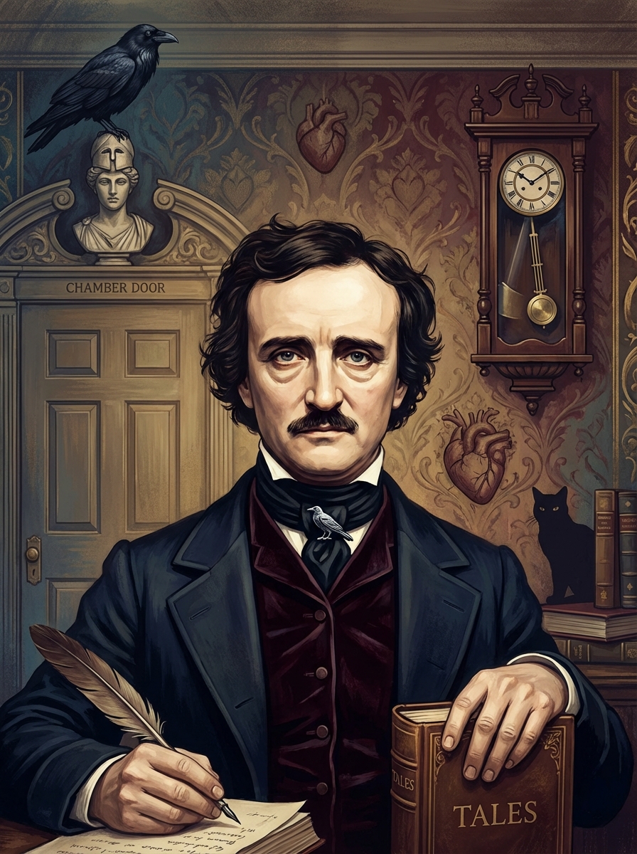 Portrait of Edgar Allan Poe, Master of Macabre