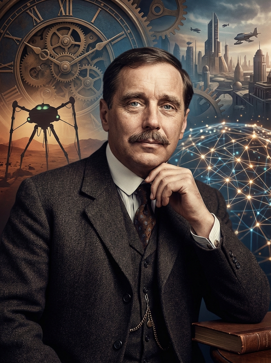 Portrait of H.G. Wells, Science Fiction Pioneer