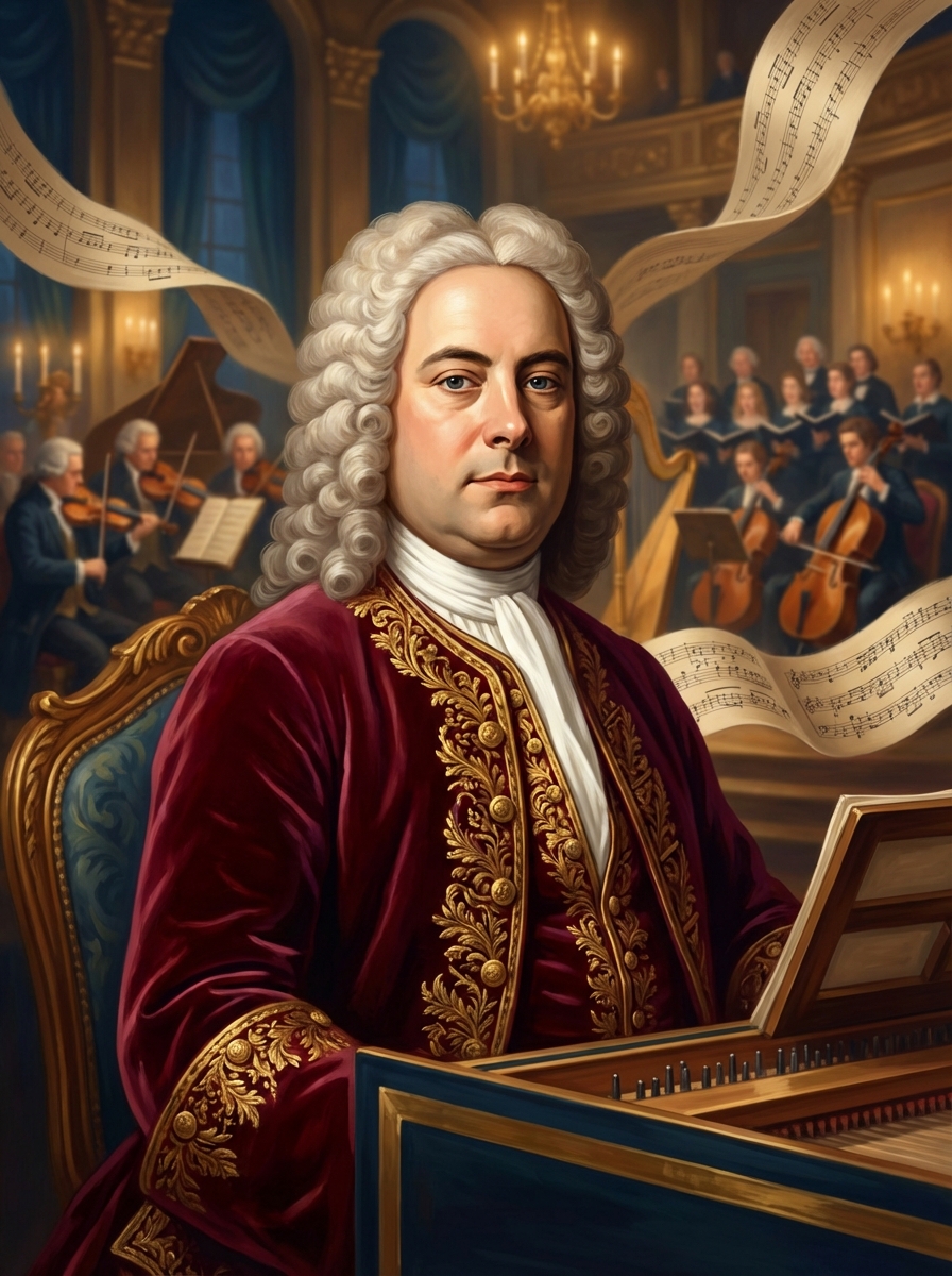 Portrait of George Frideric Handel, Baroque Composer