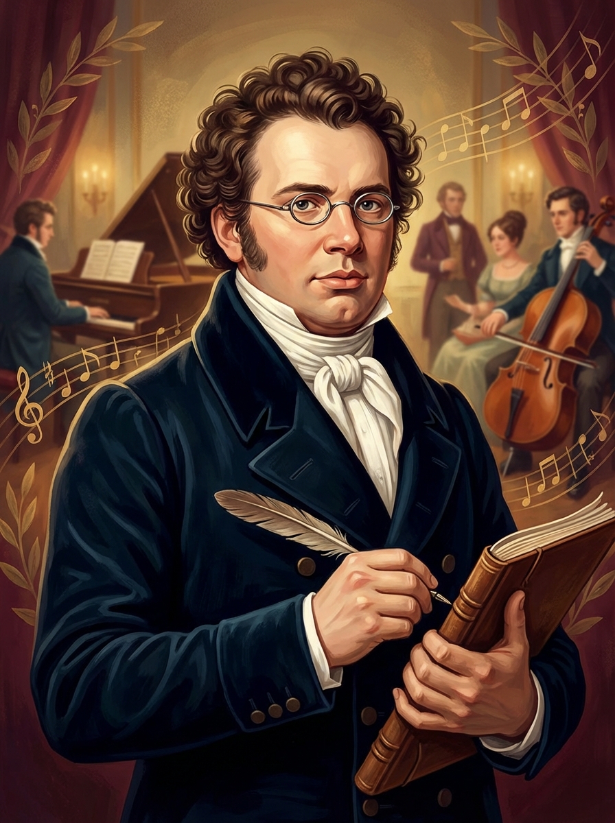 Portrait of Franz Schubert, Romantic Composer