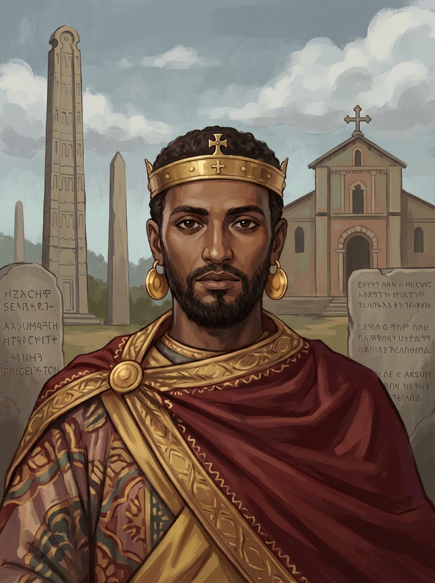 Portrait of Ezana of Aksum, First Christian King of Ethiopia