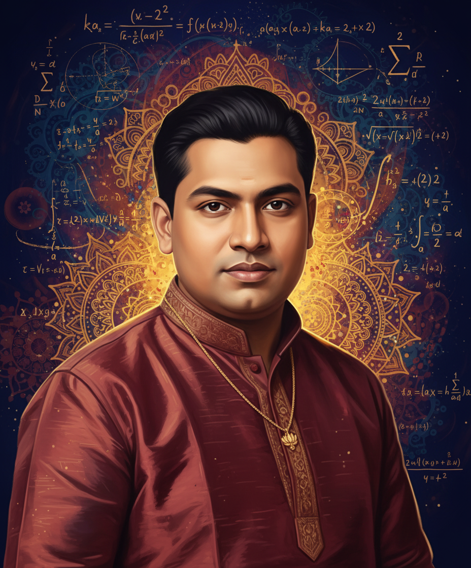 Portrait of Srinivasa Ramanujan, Mathematician & Genius