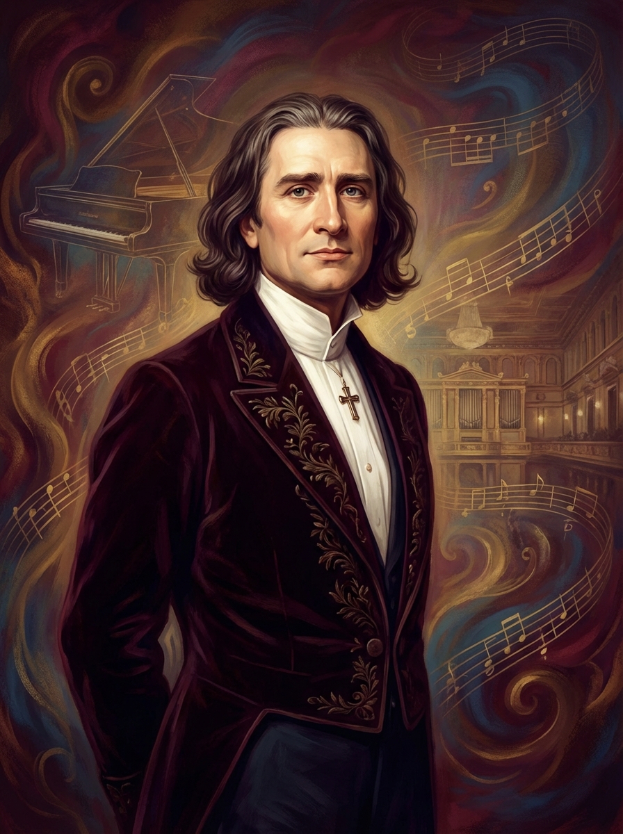 Portrait of Franz Liszt, Virtuoso Pianist and Composer