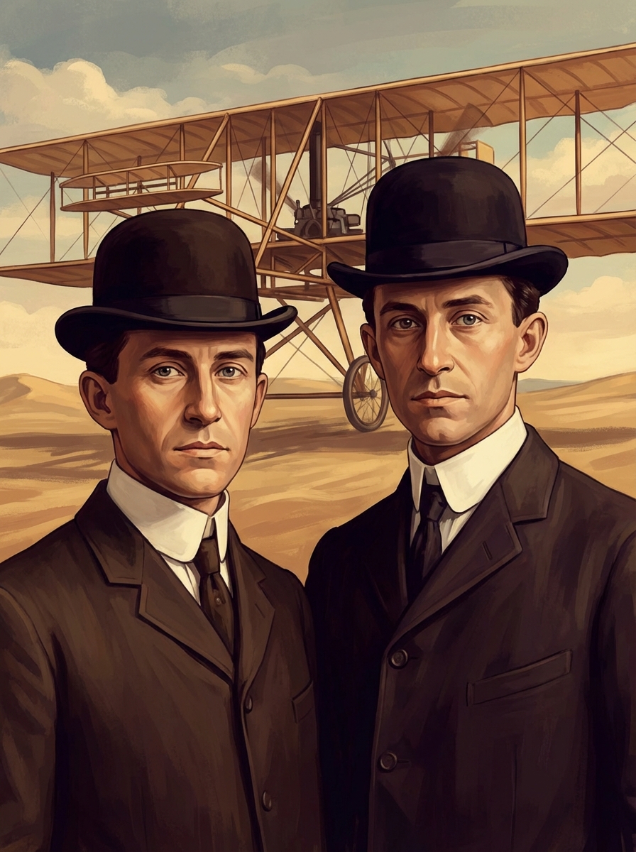 Portrait of The Wright Brothers, Aviation Pioneers
