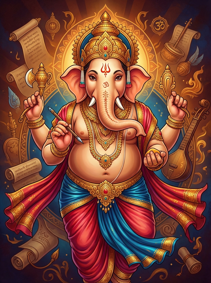 Portrait of Ganesha, Hindu God of Beginnings