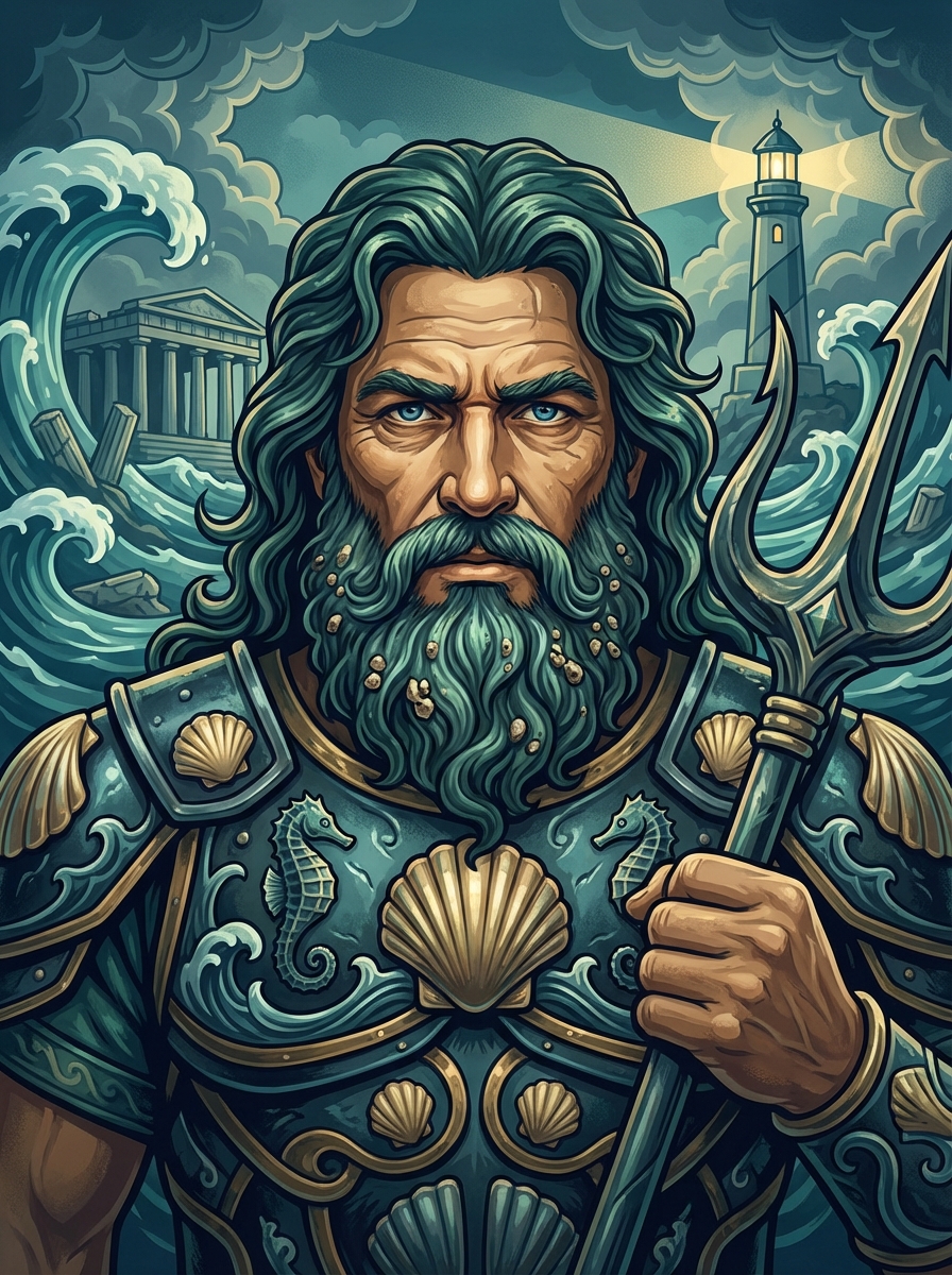 Portrait of Poseidon, Greek God of the Sea