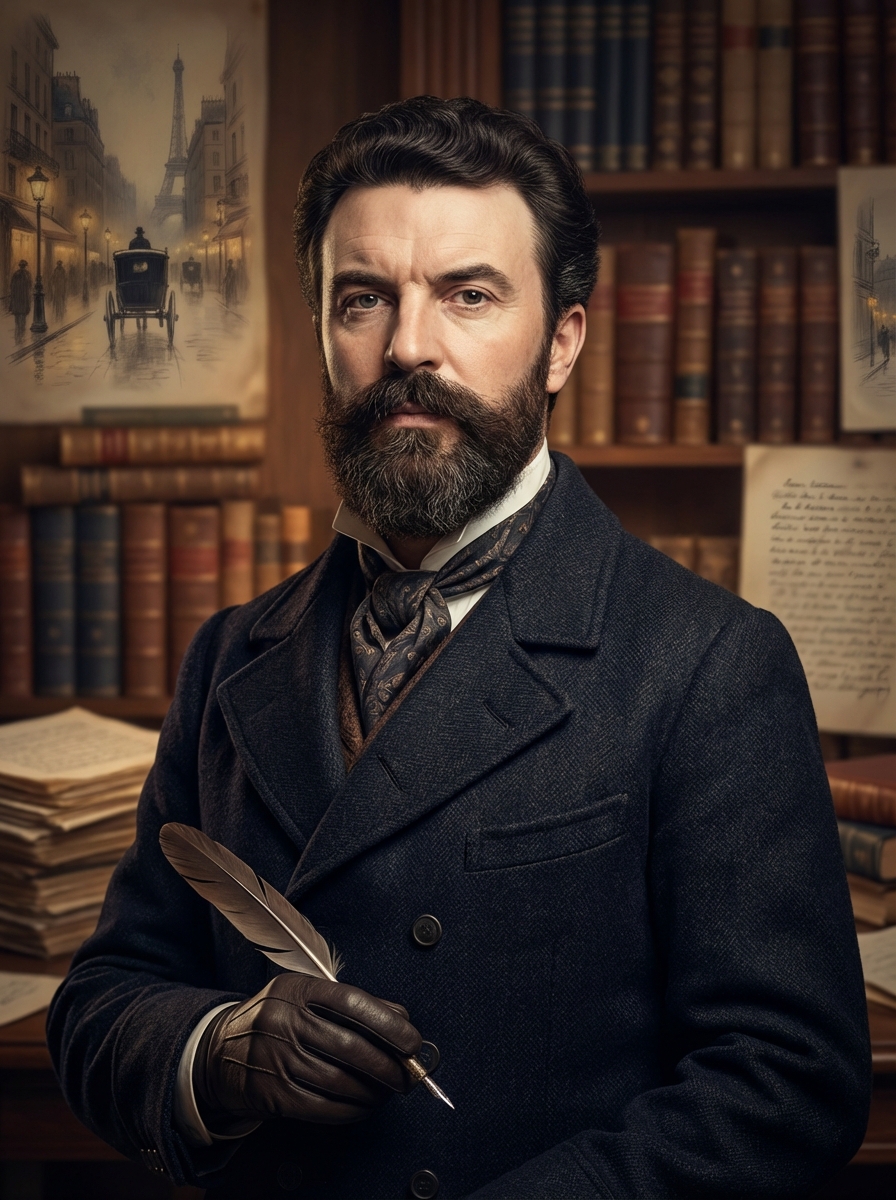 Portrait of Guy de Maupassant, French Short Story Writer