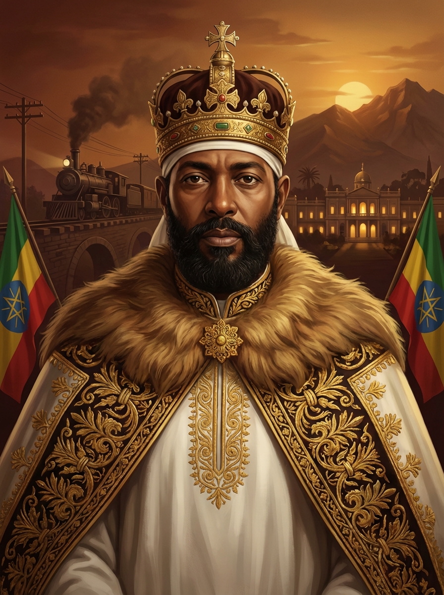 Portrait of Menelik II, Emperor of Ethiopia