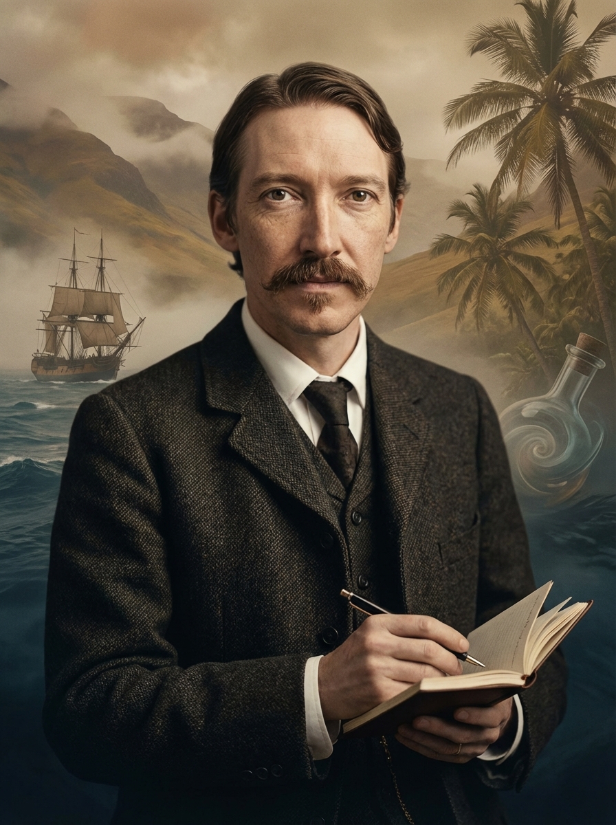 Portrait of Robert Louis Stevenson, Scottish Novelist