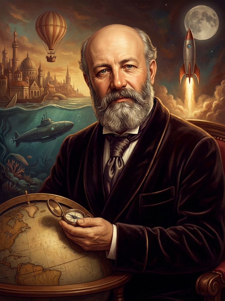 Portrait of Jules Verne, Science Fiction Pioneer