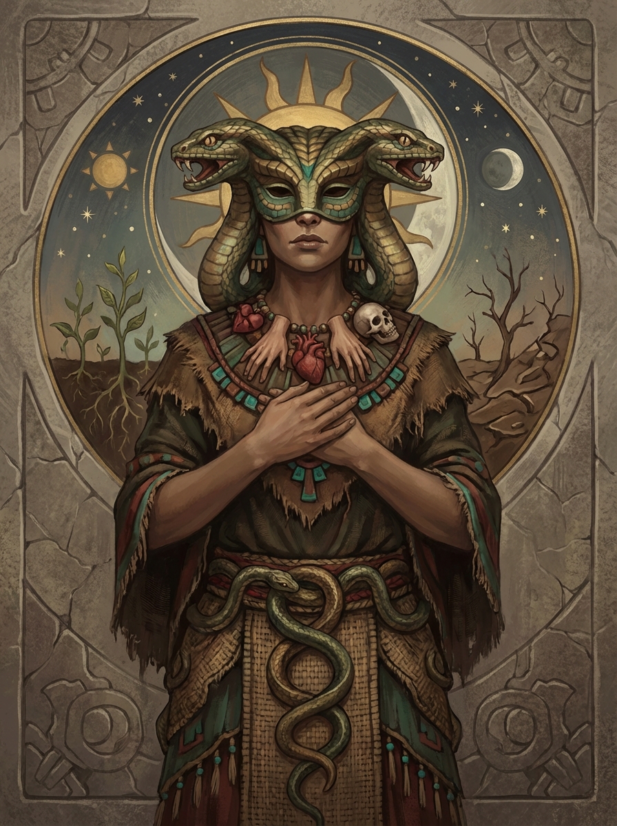 Portrait of Coatlicue, Aztec Earth Mother Goddess