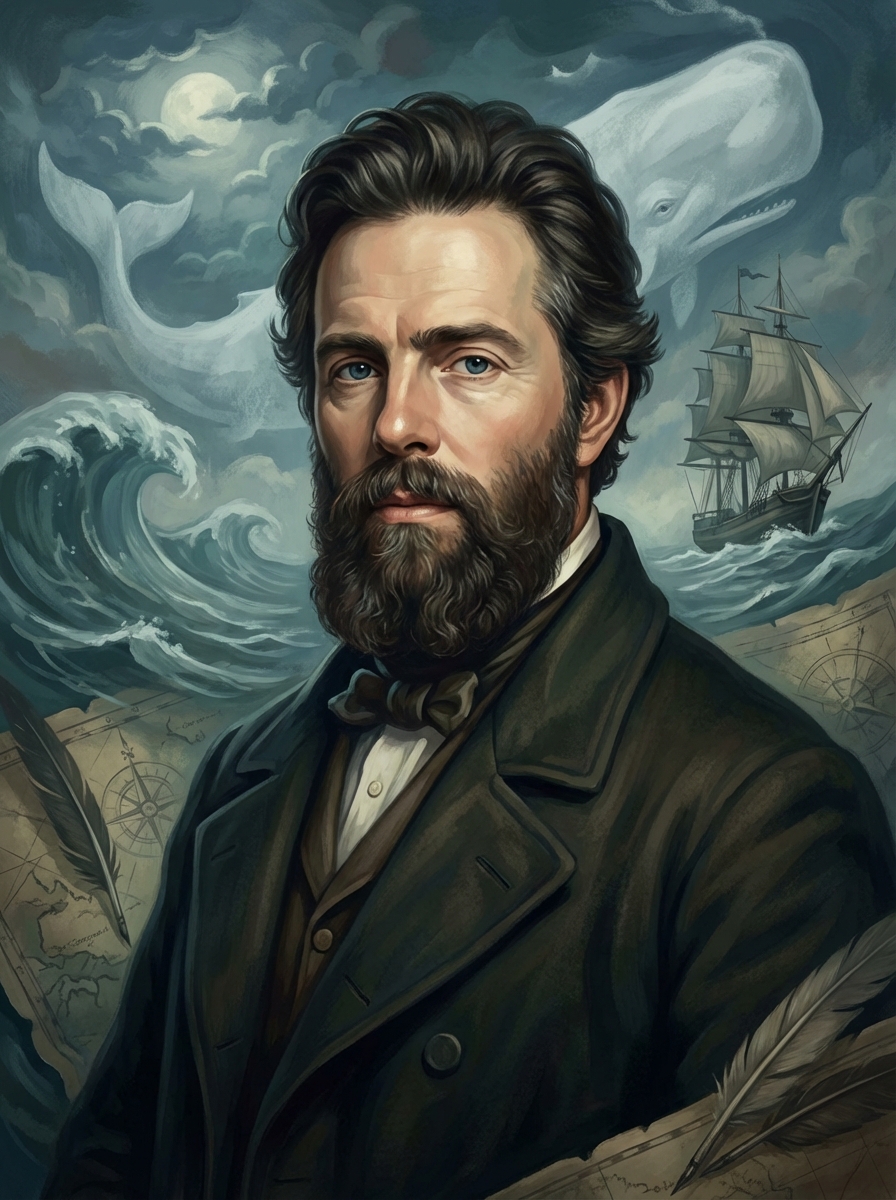 Portrait of Herman Melville, American Novelist