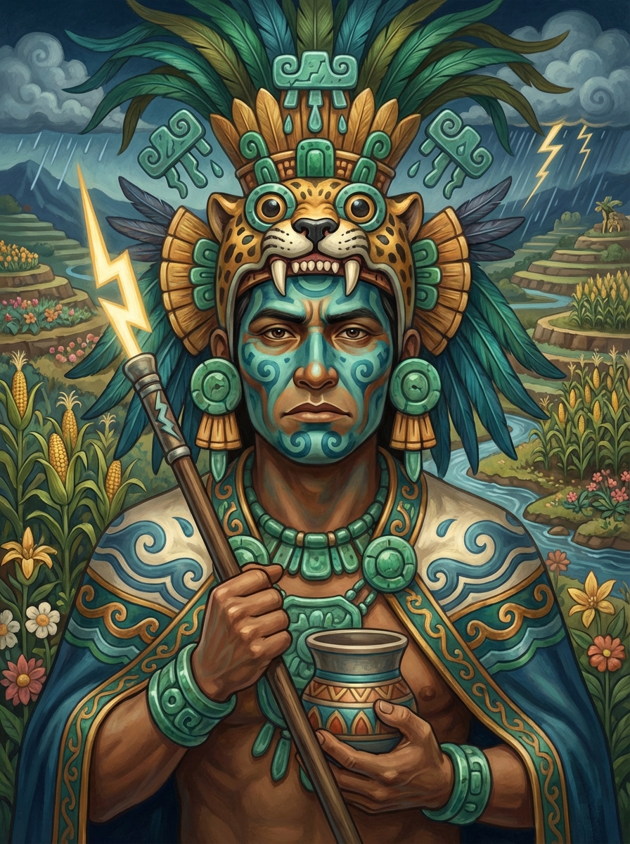 Portrait of Tlaloc, Aztec Rain God