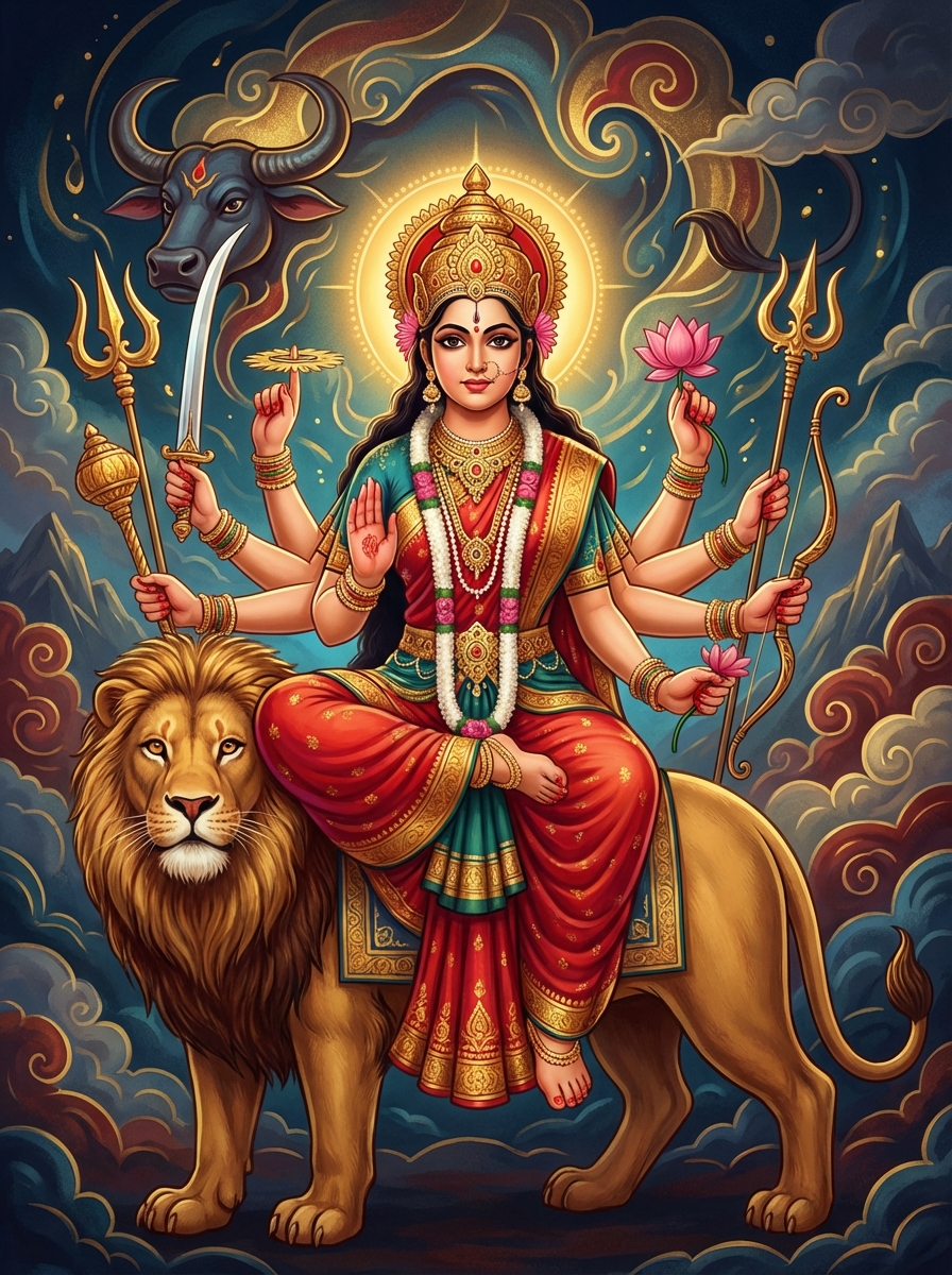 Portrait of Durga, Hindu Warrior Goddess