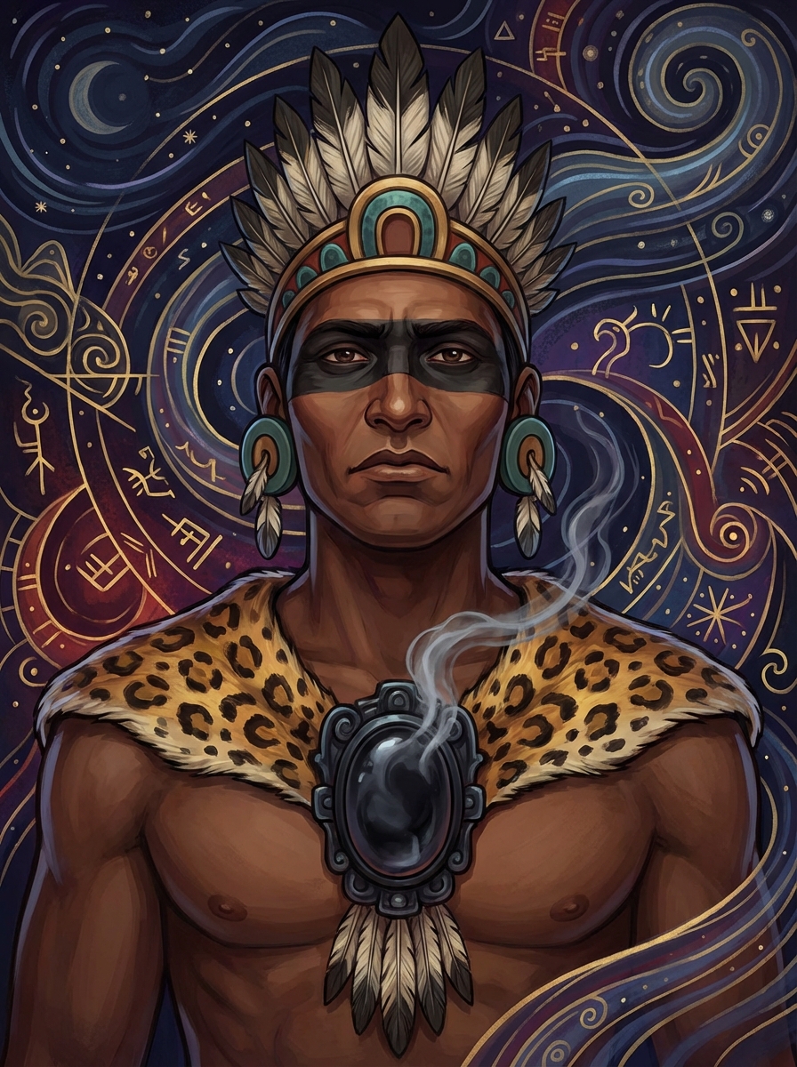 Portrait of Tezcatlipoca, Aztec God of Night