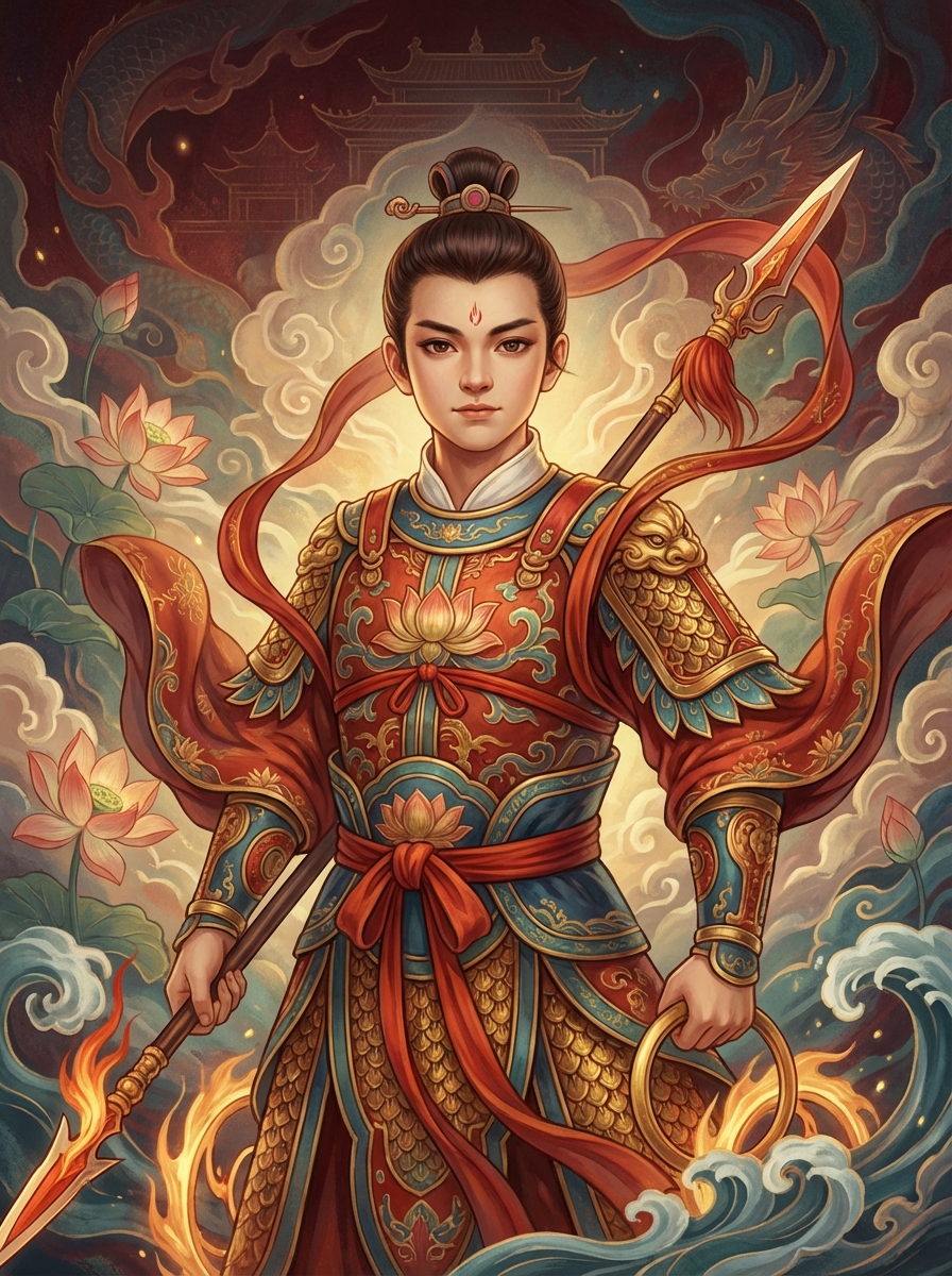 Portrait of Nezha, Chinese Protection Deity