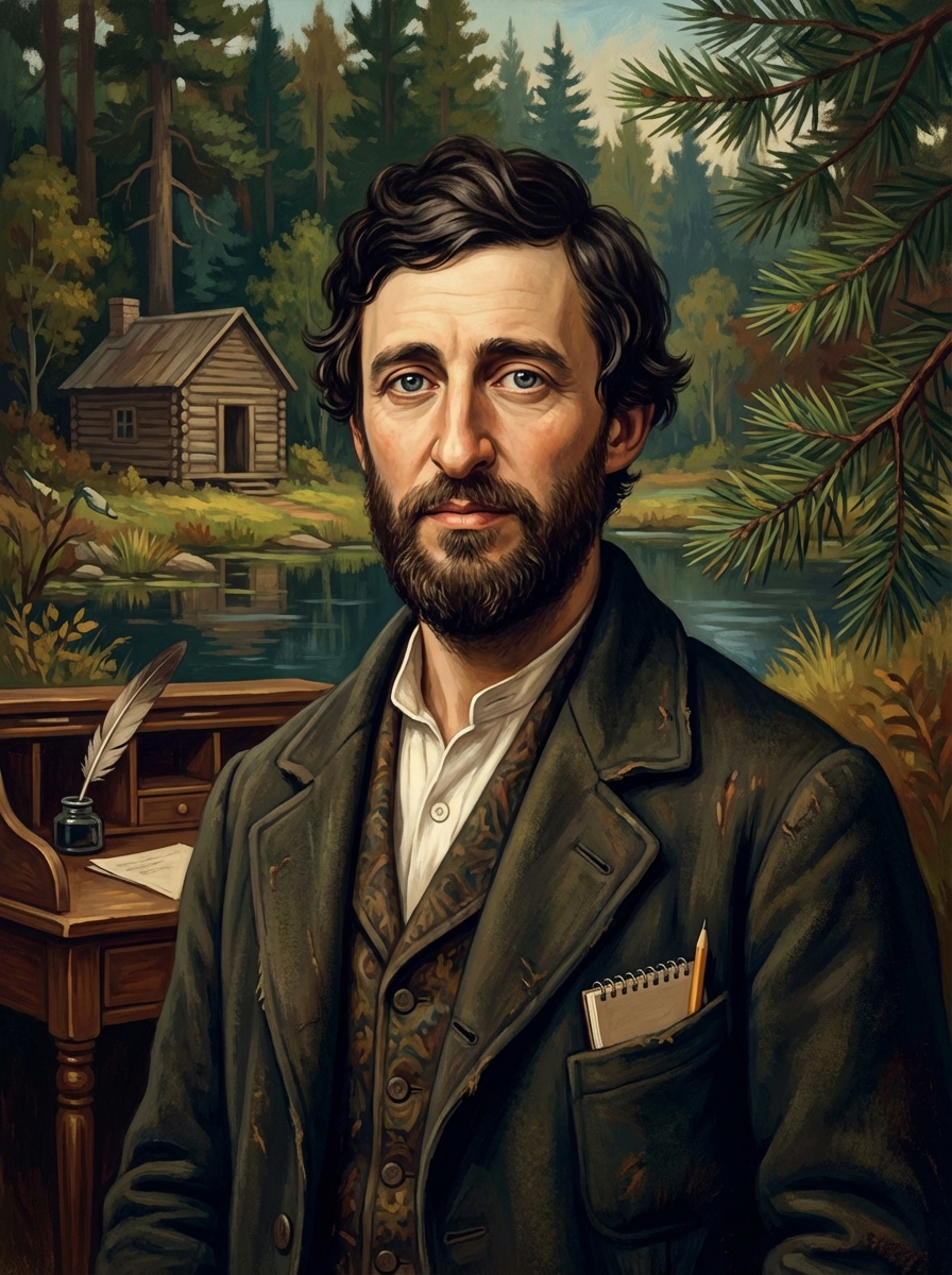 Portrait of Henry David Thoreau, American Philosopher and Writer
