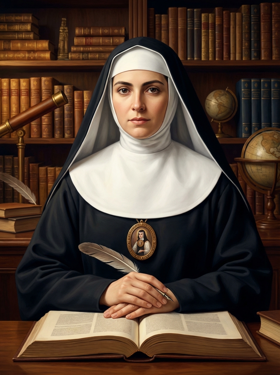 Portrait of Sor Juana Inés de la Cruz, Mexican Poet and Scholar