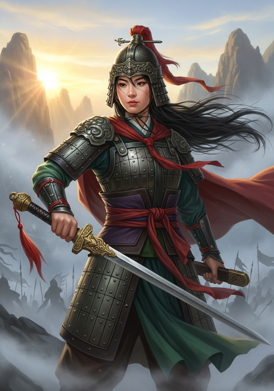 Portrait of Hua Mulan, Legendary Warrior