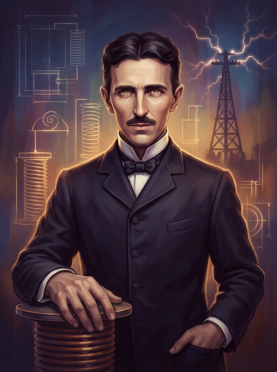 Portrait of Nikola Tesla, Inventor