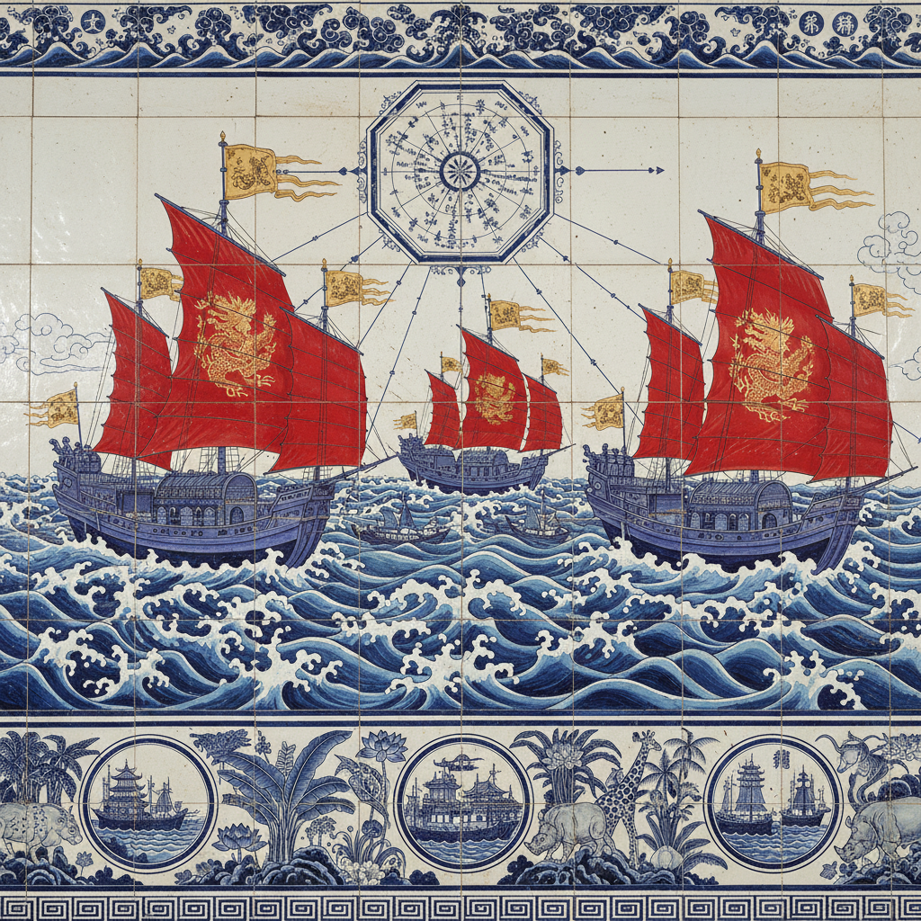 The Azure Mandate: A Harmonious World Unfurled by Zheng He