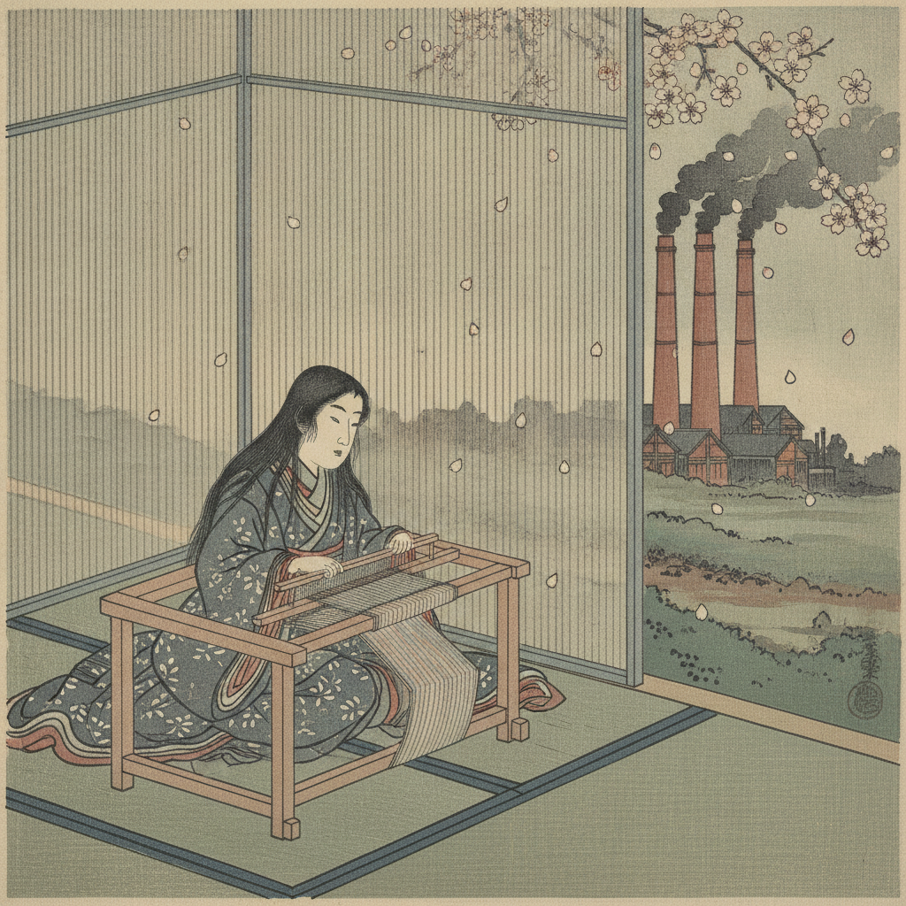 Echoes of the Loom and the Industrial Horizon by Murasaki Shikibu