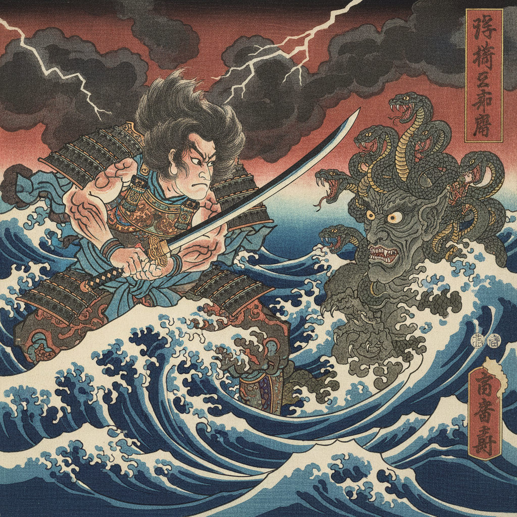 Typhoon's Gaze upon the Serpent Queen by Susanoo
