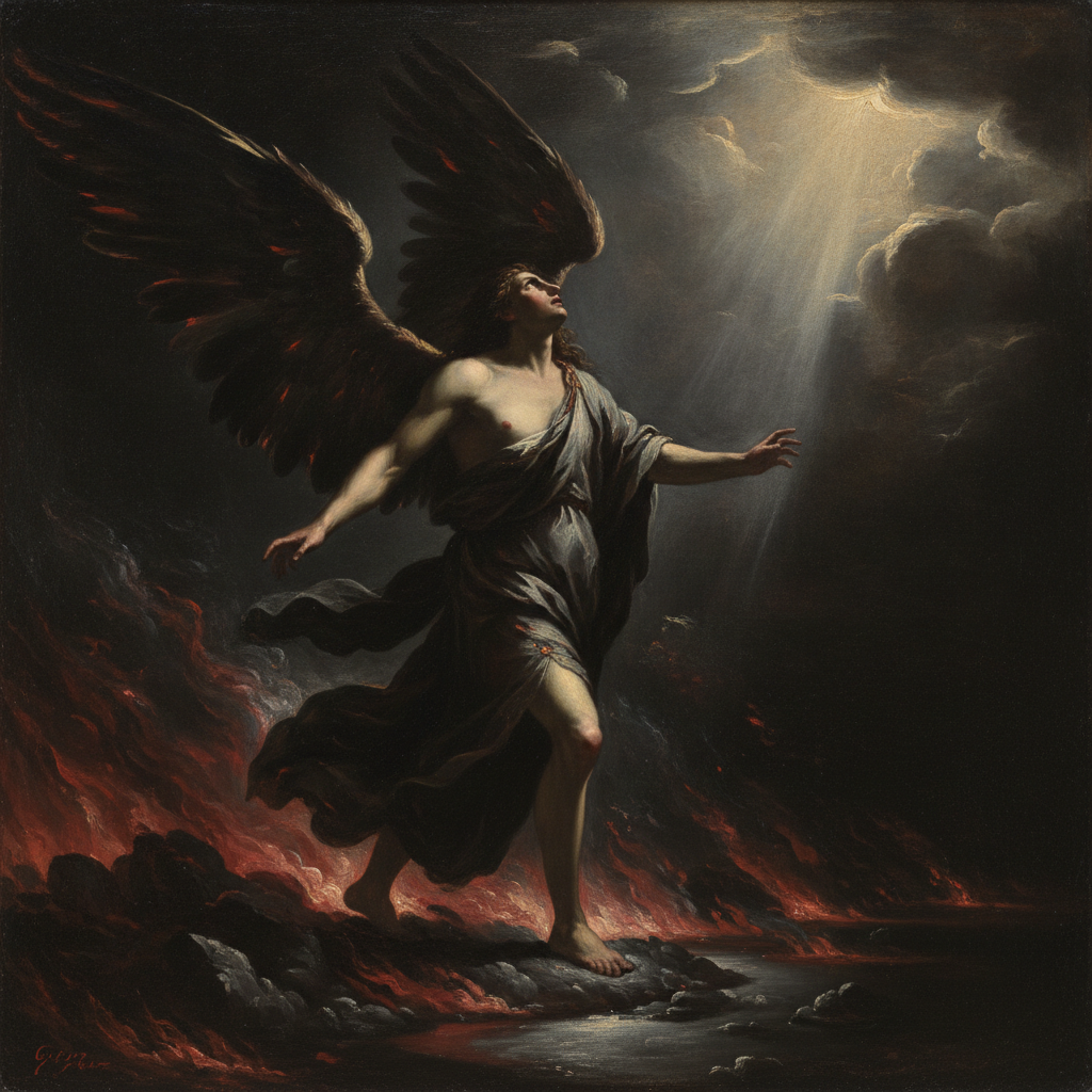 Satan Ascendant Over the Abyss of Fate by John Milton