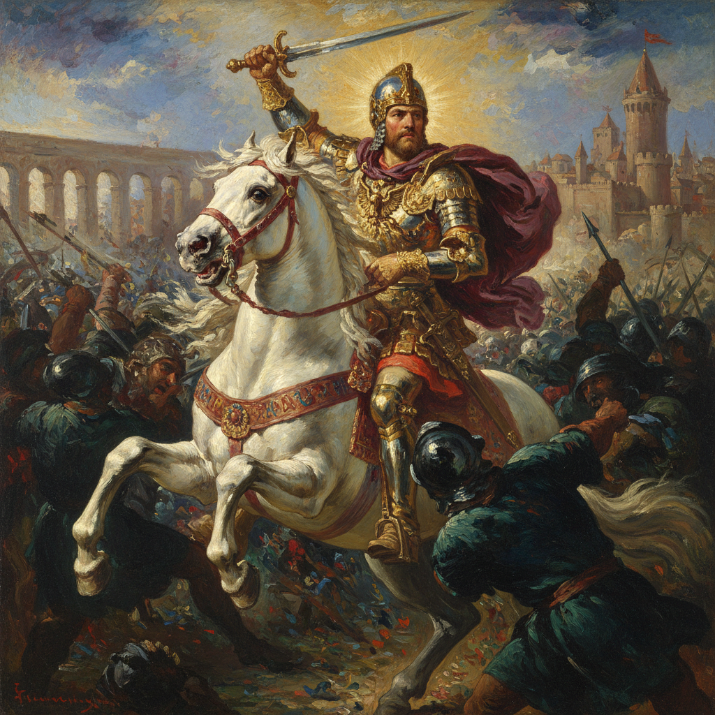 Charlemagne, Lion in a Golden Storm by Eugène Delacroix