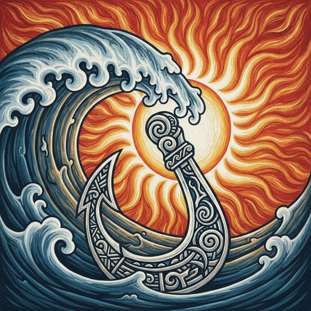 Snaring the Great Wave of the Sun by Maui