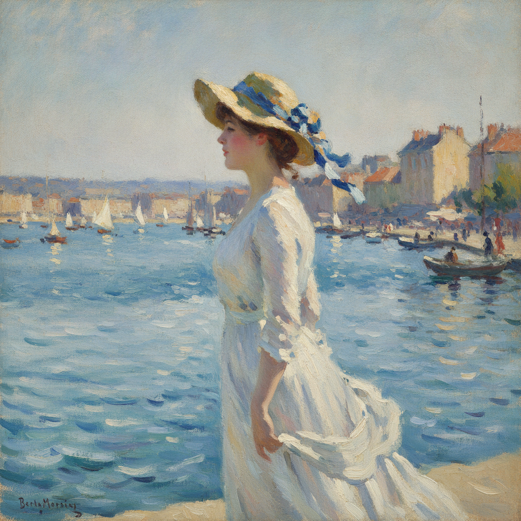 A Gentle Gust at the Harbor Wall by Berthe Morisot