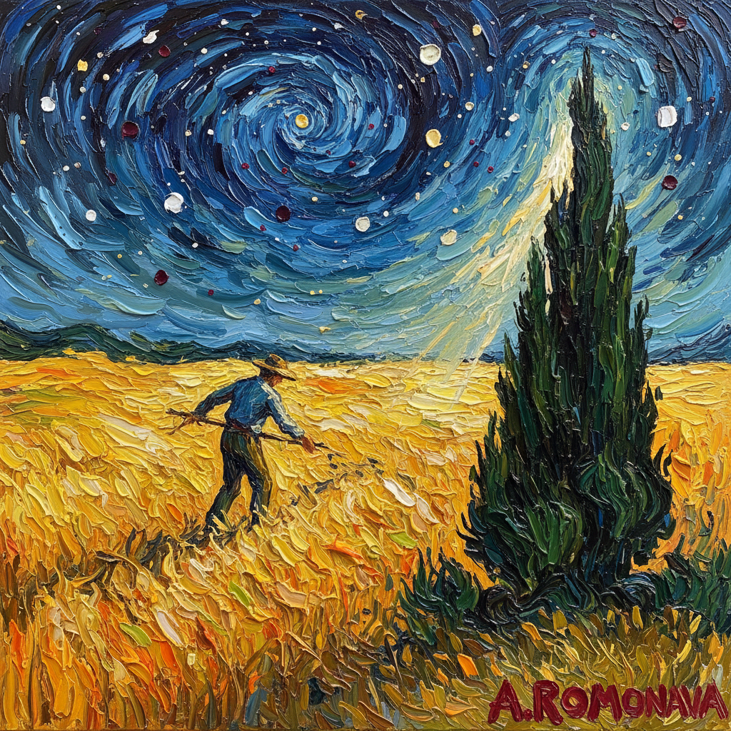 The Sower's Vigil: A Field of Divine Toil by Vincent van Gogh