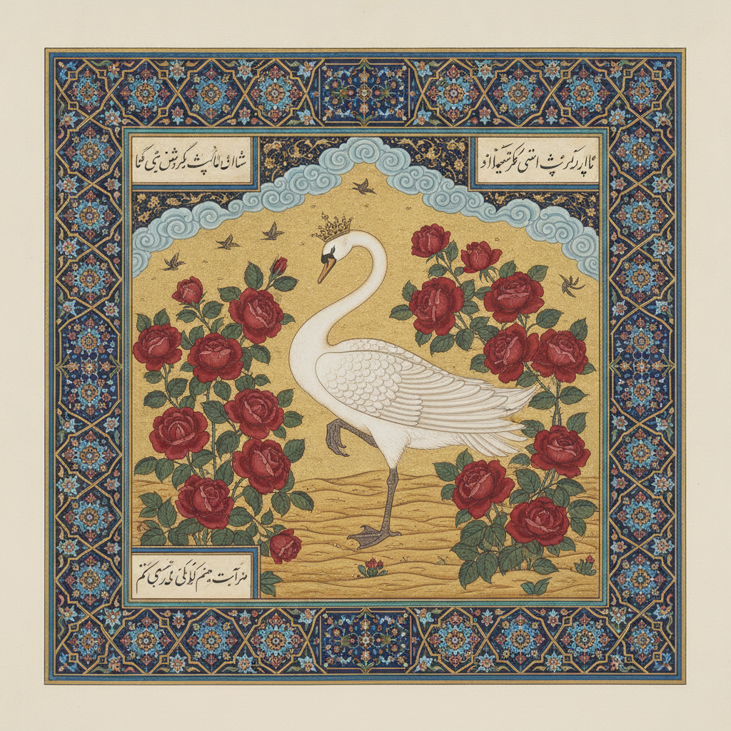 The Crowned Swan in the Rose Garden by Saadi Shirazi