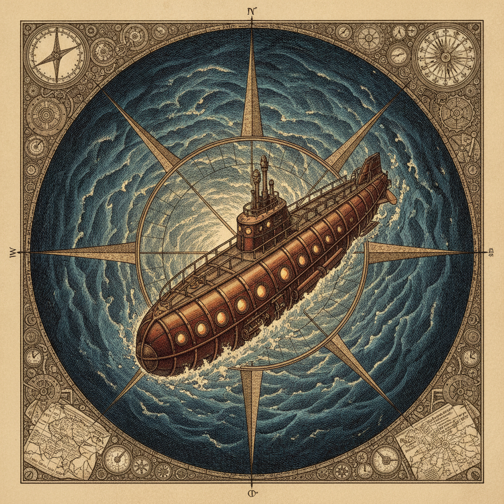 The Nautilus Descending into the Maelström by Jules Verne