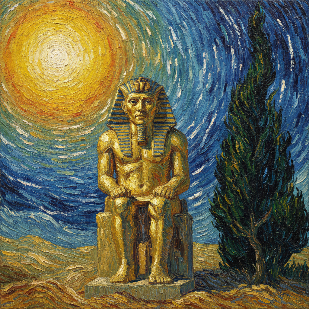 The Golden Pharaoh's Eternal Cypress Under Southern Skies by Vincent van Gogh