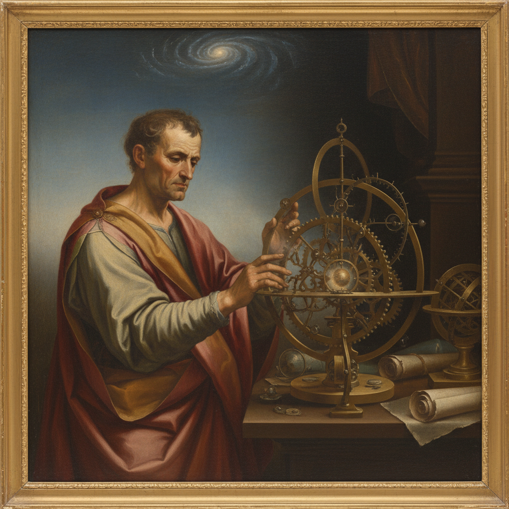 The Celestial Architect's Design: A Scholar's Contemplation of Order and Choice by Leonardo da Vinci