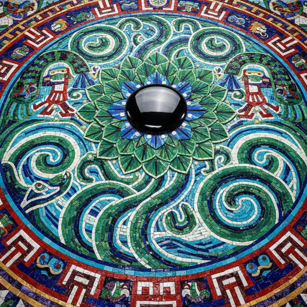 The Obsidian Bloom Amidst the Flowing Song of Waters by Nezahualcoyotl