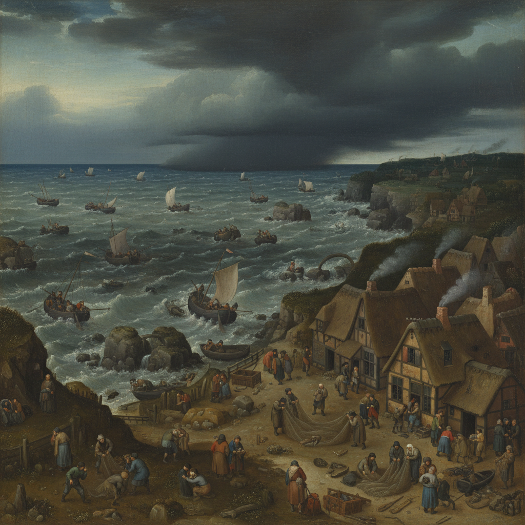 The Fishermen's Almanac: Northern Toil Beneath a Threatening Sky by Pieter Bruegel the Elder